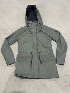 Columbia Sportswear Green Long Waterproof XS Womens Rain Jacket Removeable Hood